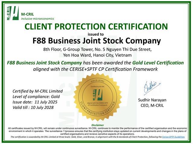 F88 earns Gold Level Certification for Client Protection