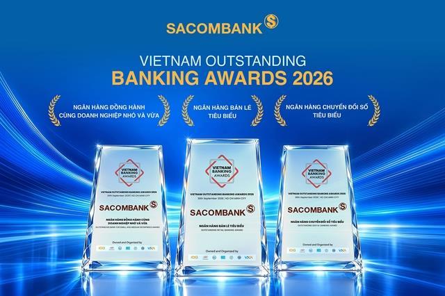 SACOMBANK wins 3 Vietnam Outstanding Banking Awards for retail banking, digital transformation, support for SMEs