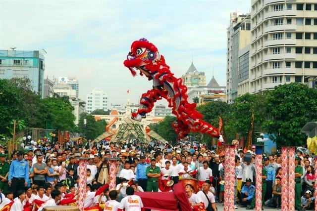 Lion and dragon dances ready to roar