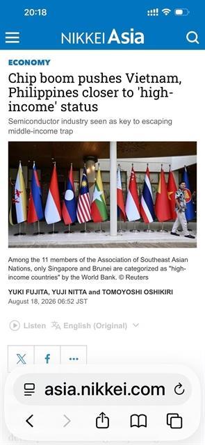 Chip boom pushes Việt Nam closer to high-income status: Nikkei Asia