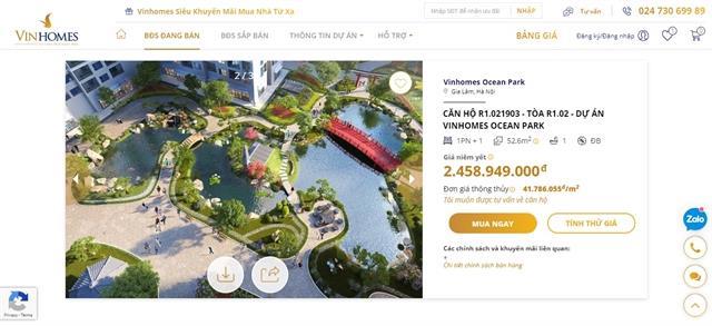 Vinhomes launches online real estate transaction floor